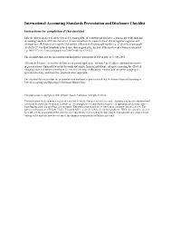 International Accounting Standards Presentation and Disclosure Checklist