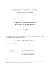 Linear and Nonlinear Analysis of Plasma Edge Instabilities
