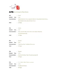 Lu Yen List of Complete Music Works