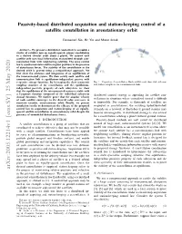 Passivity-Based Distributed Acquisition and Station-Keeping Control of a Satellite Constellation in Areostationary Orbit