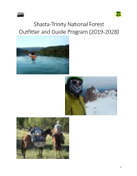 Shasta-Trinity National Forest Outfitter and Guide Program (2019-2028)