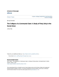 The Collapse of a Communist Giant: a Study of Party Unity in the Soviet Union