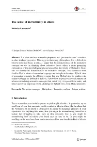 The Sense of Incredibility in Ethics