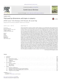 Tidal Sand Bar Dimensions and Shapes in Estuaries