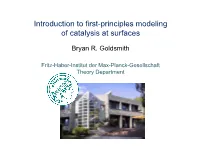 12. Introduction to First-Principles Modeling of Catalysis at Surfaces