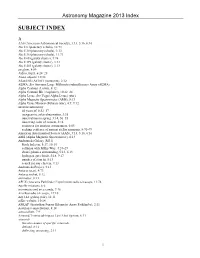 Astronomy 2013 Index