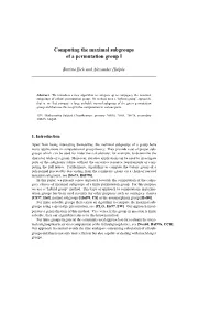 Computing the Maximal Subgroups of a Permutation Group I