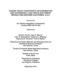 Fission Track Constraints on Exhumation and Extensional Faulting in Southwest Nevada and Eastern California, U.S.A