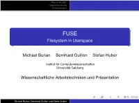 FUSE? Implementierung Anwendungen