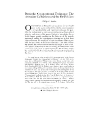 Plutarch's Compositional Technique: the Anecdote Collections and the Parallel Lives