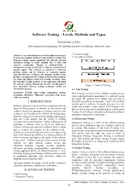 Software Testing – Levels, Methods and Types