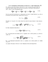2.4.2. Calculation of the Density of States in 1, 2 and 3 Dimensions