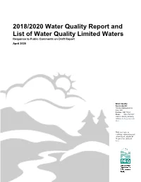 2018/2020 Water Quality Report and List of Water Quality Limited Waters Response to Public Comments on Draft Report April 2020
