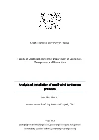 Analysis of Installation of Small Wind Turbine on Premises