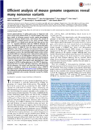 Efficient Analysis of Mouse Genome Sequences Reveal Many Nonsense Variants