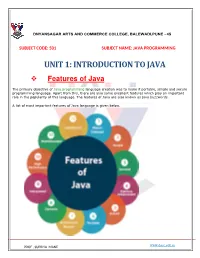Introduction to Java