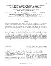 Population Trends of Seabirds Breeding in South Africa's Eastern Cape and the Possible Influence of Anthropogenic and Environ