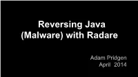 Reversing Java (Malware) with Radare