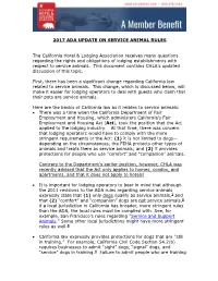 2017 Ada Update on Service Animal Rules