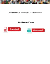 Add References to Google Docs Apa Format