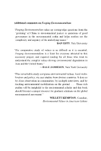 Additional Comments on Forging Environmentalism: “Forging