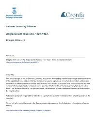 Anglo-Soviet Relations, 1927-1932