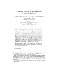 Generating Provable Primes Efficiently on Embedded Devices