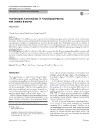 Neuroimaging Abnormalities in Neurological Patients with Criminal Behavior