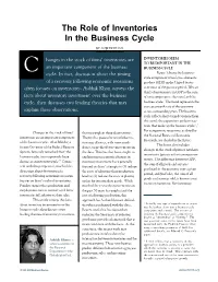 The Role of Inventories in the Business Cycle