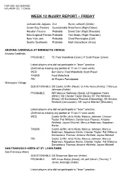 Week 12 Injury Report – Friday