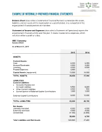 Example of Internally-Prepared Financial Statements