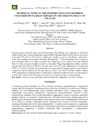 Technical Note on the Introduction of Partridge Coloured Hungarian Chicken in the Mekong Delta of Vietnam