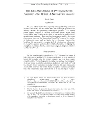 The Use and Abuse of Patents in the Smartphone Wars: a Need for Change