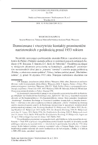 Domniemane I Rzeczywiste Kontakty Prominentów Nazistowskich Z Polskością Przed 1933 Rokiem