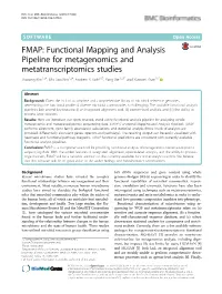 FMAP: Functional Mapping and Analysis Pipeline for Metagenomics and Metatranscriptomics Studies Jiwoong Kim1,2†, Min Soo Kim1,2†, Andrew Y