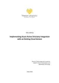 Implementing Azure Active Directory Integration with an Existing Cloud Service