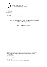 On Some Population Parameters of Drosophilids in Switzerland (Diptera, Drosophilidae)