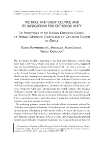 The Holy and Great Council and Its Implications for Orthodox Unity