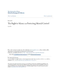 The Right to Silence As Protecting Mental Control Dov Fox