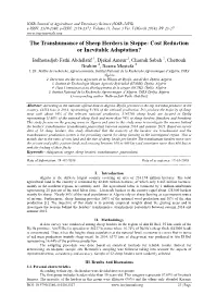 The Transhumance of Sheep Herders in Steppe: Cost Reduction Or Inevitable Adaptation?