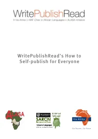 Writepublishread's How to Self-Publish for Everyone