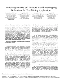 Analyzing Patterns of Literature-Based Phenotyping Definitions for Text Mining Applications