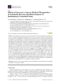 Effects of Sparassis Crispa in Medical Therapeutics: a Systematic Review and Meta-Analysis of Randomized Controlled Trials