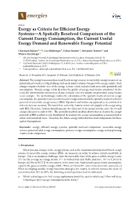 Exergy As Criteria for Efficient Energy Systems—A Spatially Resolved