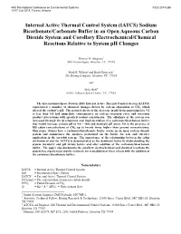 Internal Active Thermal Control System (IATCS) Sodium Bicarbonate/Carbonate Buffer in an Open Aqueous Carbon Dioxide System