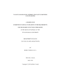 Interrelationality In/Between Dancing Bodies A