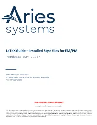 Latex Guide – Installed Style Files for EM/PM