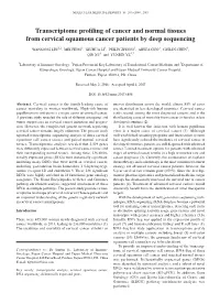 Transcriptome Profiling of Cancer and Normal Tissues from Cervical Squamous Cancer Patients by Deep Sequencing