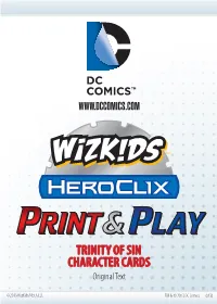 TRINITY of SIN CHARACTER CARDS Original Text