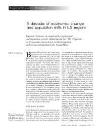 A Decade of Economic Change and Population Shifts in U.S. Regions